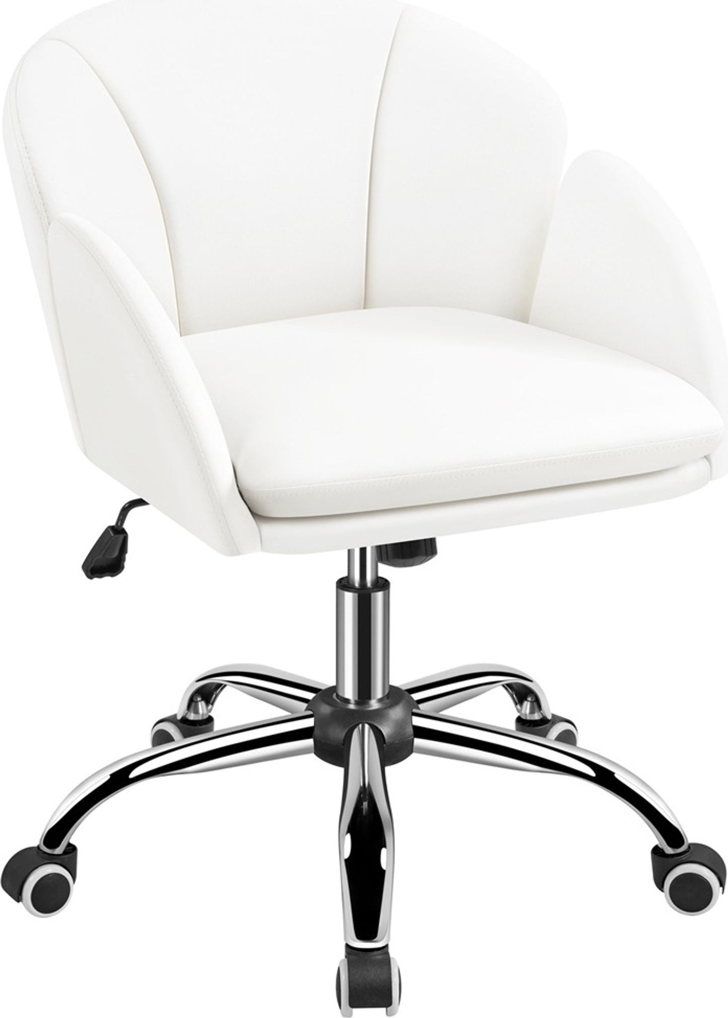 Chaise de bureau Yaheetech, chaise pivotante à roulettes - hauteur réglable - simili-cuir - charge maximale de 136 kg - 60 x 61 x 72-81,5 cm - blanche
