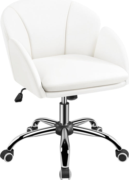 Chaise de bureau Yaheetech, chaise pivotante à roulettes - hauteur réglable - simili-cuir - charge maximale de 136 kg - 60 x 61 x 72-81,5 cm - blanche