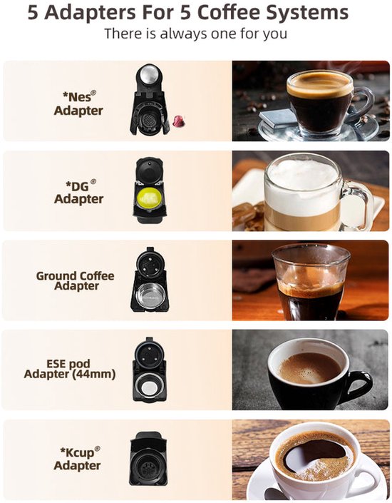 Machine à capsules Hibrew H2B 5-en-1 pour Nespresso et Lavazza, dotée de fonctions multifonctions