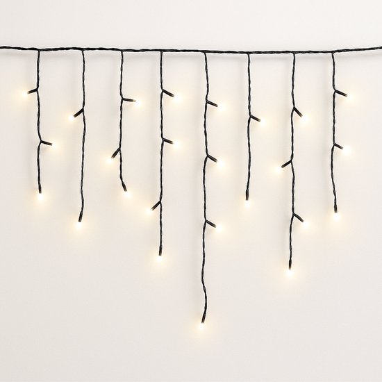 FlinQ 144 LED Warm White Icicle Lights - lumières de Noël - lumières de Noël extérieures - lumière blanche chaude - 14 mètres (4,2 mètres de lumières)