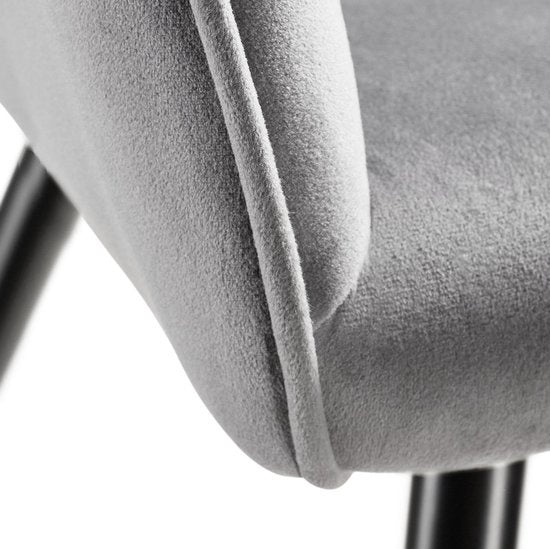 tectake® - Chaise - chaise de salle à manger - Marilyn aspect velours noir/gris - 403659