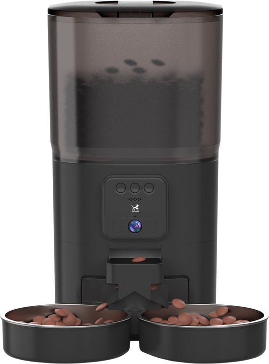 Viervoeter Feed Pro Dual - Mangeoire automatique 7 L - Caméra HD et audio - Chat et chien - Distributeur automatique de nourriture avec application - Noir