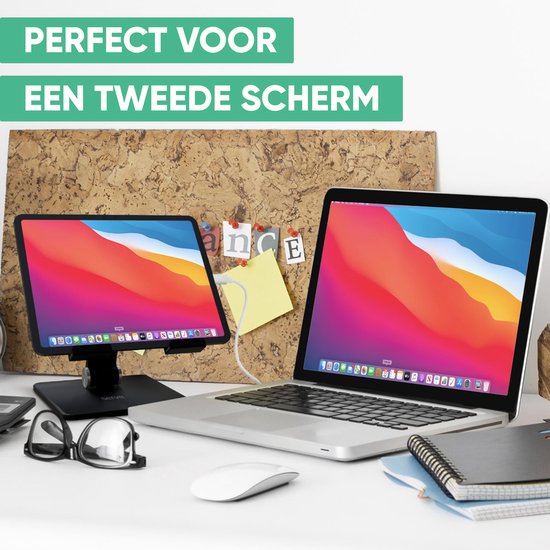 Serve Tablet Holder XL Foldable - Extra Sturdy & Stable - Black Collapsible Stand for Table or Desk - Noir