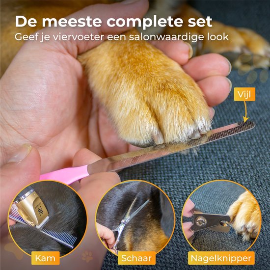 Nuvance - Tondeuse pour chien - set - silencieux - sans fil - pour chien et chat - Tondeuse professionnelle pour chien