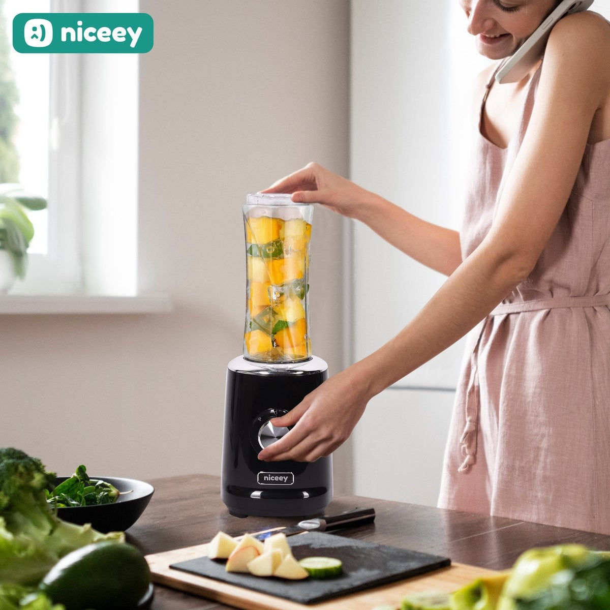 Niceey Mini Blender - Smoothie Maker - 500W - Noir