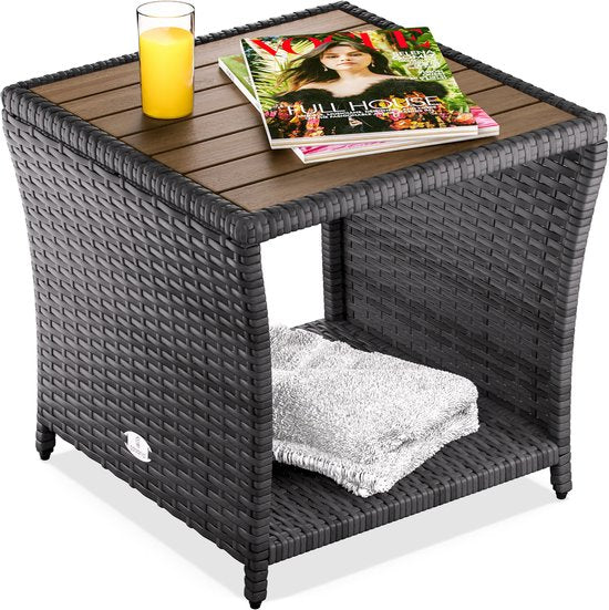 Table d'appoint Casaria - Polyrattan Square 45x45x40cm - Gris