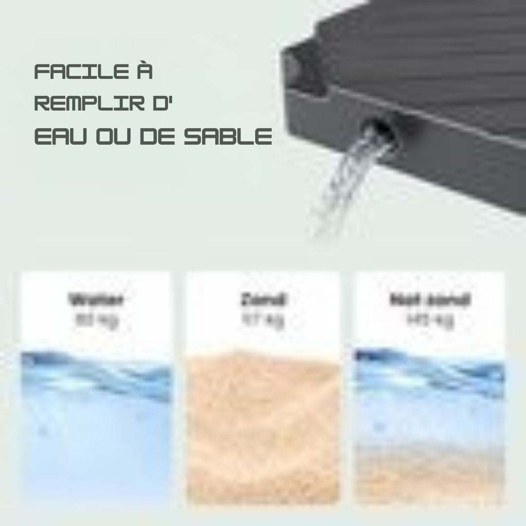 Set de 4 tuiles pour Parasol Lifegoods - 50x50x11 cm - Remplissable jusqu'à 145 kg - noir