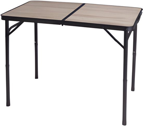 Table de camping Redcliffs - aluminium - légère - bois/noir - 90 x 60 x 70 cm - réglable/pliable