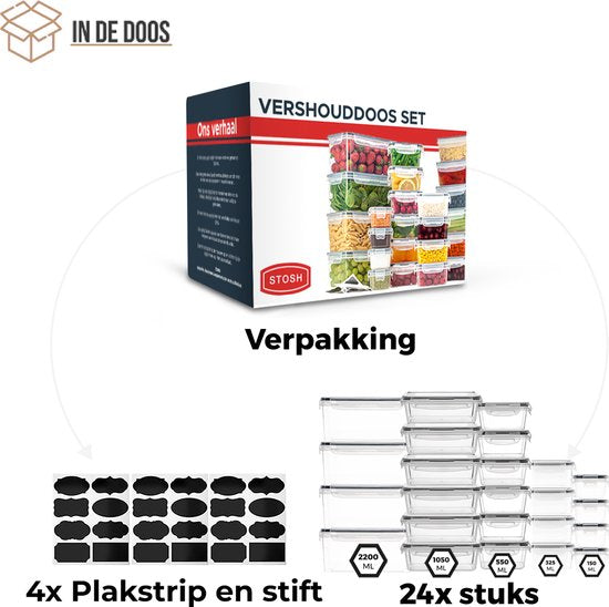 Stosh Freshness Trays - Meal Prep Trays - Freezer Trays - Food Container - 24 pieces - Plastic - BPA free