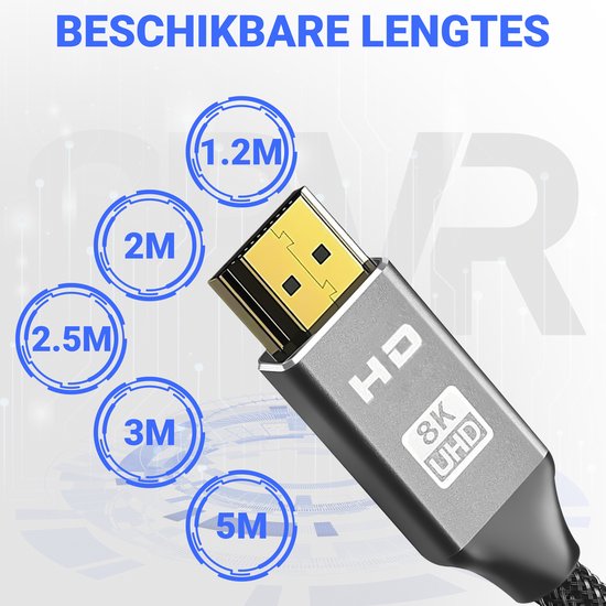 SBVR - Câble HDMI 2.1 - 8K Ultra HD - 4K 120 Hz - Câble HDMI en nylon - 1,2 mètre