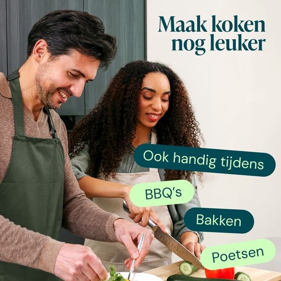 Tablier de cuisine Castagnola - Résistant à l'eau et à la saleté - Tablier de cuisine professionnel - Tablier pour femmes et hommes - Tablier de traiteur - Unisexe - Boucle réglable - Compartiments extra-larges - Vert