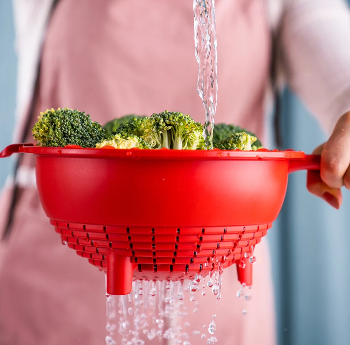 Ensemble de passoires Tupperware, 2 pièces – 400 ml et 2 L – Rouge et blanc