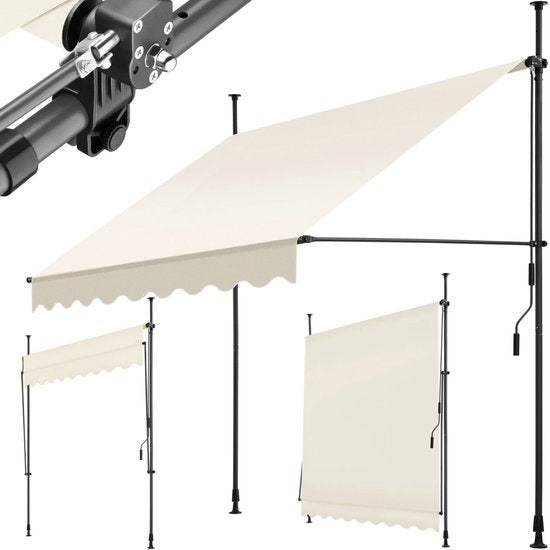 tectake - store à pinces - parasol - réglable - store à pinces - parasol balcon - 200 x 180 cm - beige - store - 404957