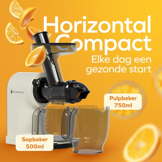 KitchenBrothers Slowjuicer - Compact - Presse-agrumes - Presse-légumes et fruits - 45 mm - 500 ml - Cadeau de fête des mères - Champagne