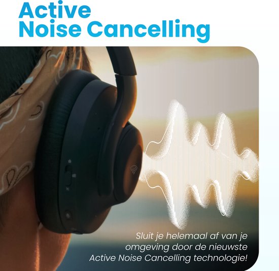 Casque sans fil Golden Sound - Suppression active du bruit - Mode ambiant - Autonomie de 60+ - Oreillette - Mode conversation - Casque bluetooth - ANC hybride jusqu'à 40dB - Casque