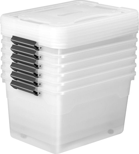 Boîte de rangement / Boîte de rangement 45 L - Plastique - 6 pièces - Couvercle inclus