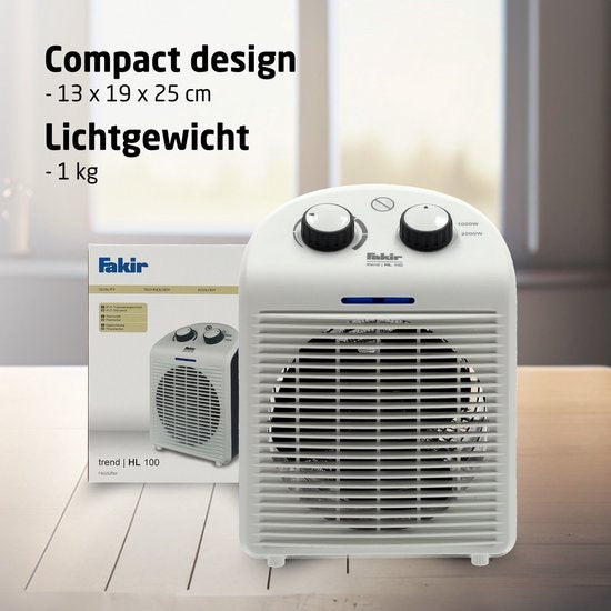 Fakir Trend HL 100 Poêle électrique - Chauffage avec ventilateur - Blanc/Gris