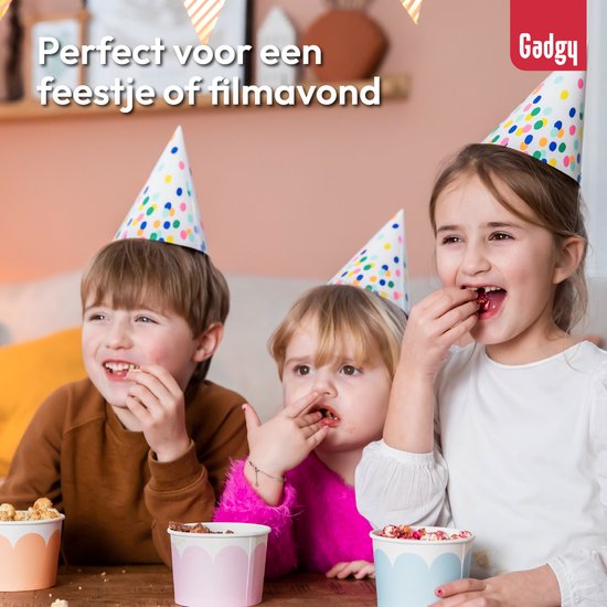Machine à pop-corn ronde Gadgy avec revêtement antiadhésif - Machine à pop-corn silencieuse et rapide - 5 litres - Funcooking pour les fêtes et les enfants - Poêle à pop-corn - Cadeau pour enfant