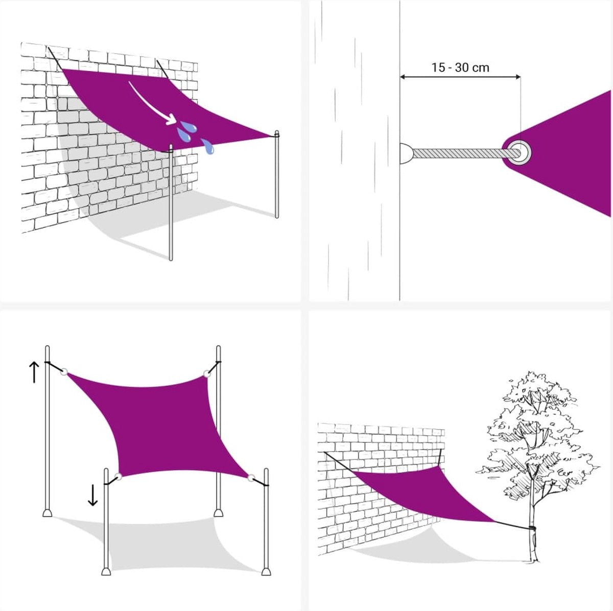 vidaXL - Pare-soleil - Rectangulaire - Environ 280x180 cm - Tissu Oxford - Hydrofuge - Résistant aux UV - Taupe
