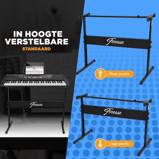 Finesse Keyboard Piano - Stand & Accessories - 61 touches - Digital Piano - Electric Piano - Child