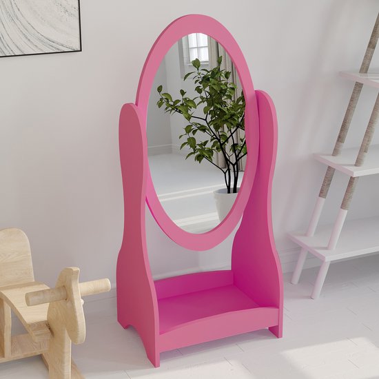 DMV - Miroir - Miroir sur pied - Miroir maquillage - Miroir sur pied petit - Miroir nursery - Miroir rose - Miroir sur pied rose