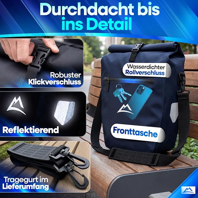 Porte-sacs pour vélo Nextcover en TPU (bleu)