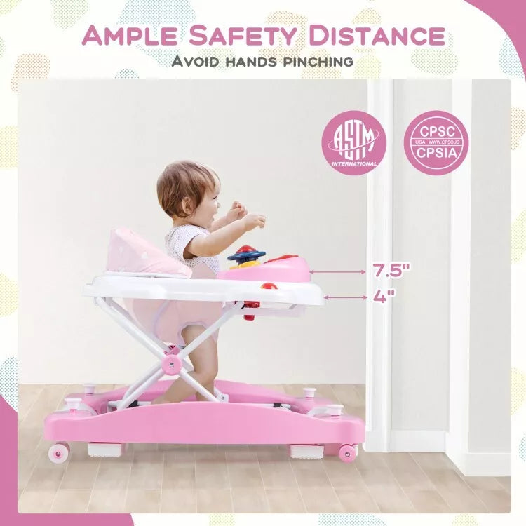 Poussette Coast Baby - Pliable - 6 x 1 - Hauteur réglable - 71 x 61 x 50 cm - Rose
