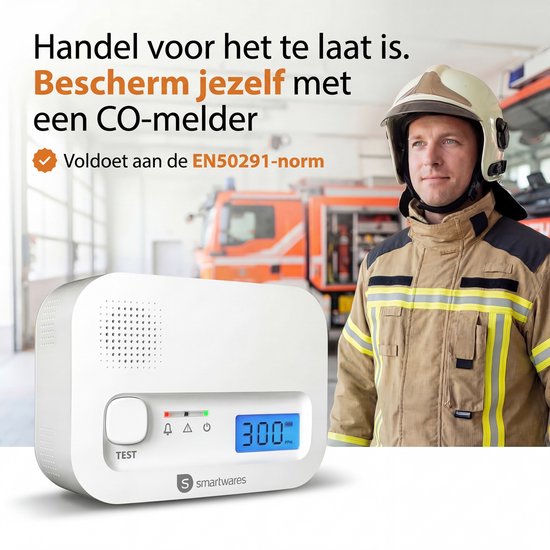 Smartwares FGA-13041 - Détecteur de monoxyde de carbone - 85 dB - Durée de vie de 10 ans - Certifié BSI