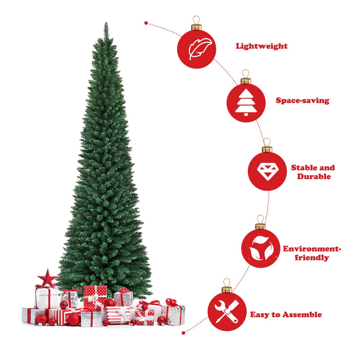Coast Pencil Christmas Tree 270 cm Green - Sapin de Noël artificiel élégant avec pied en métal - 1500 branches