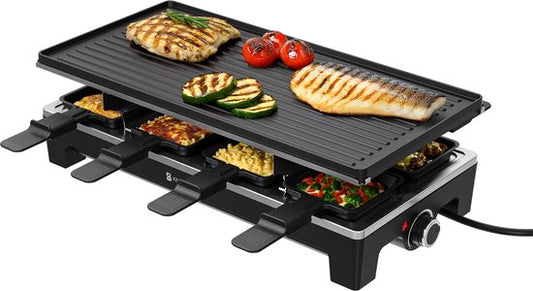 Assiette Gourmet 8 personnes KitchenBrothers - Set avec casseroles et spatules - 46,5 x 23 cm - 1500W - Noir