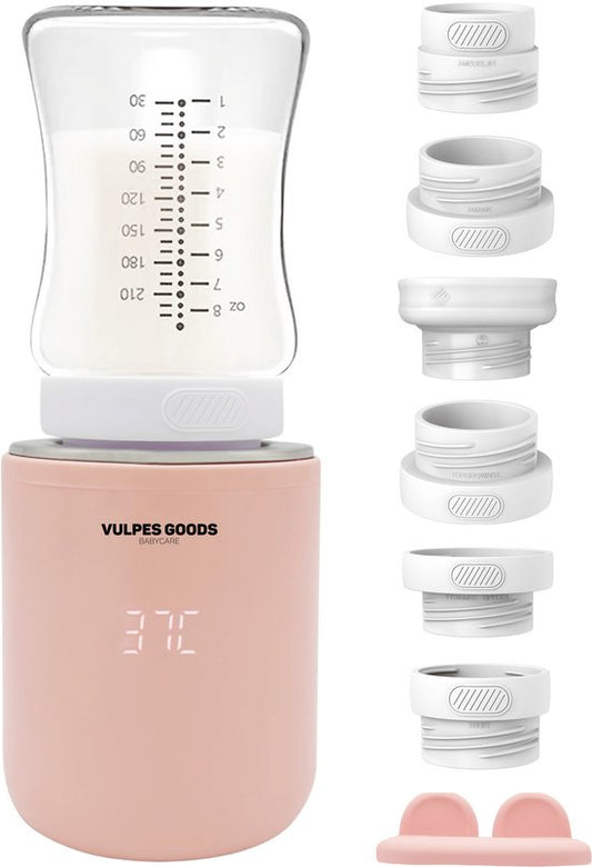 Vulpes Goods® BabyCare - Chauffe-biberon On the Go Pro Max - Chauffe-biberon portable - Chauffe-biberon intelligent - 4 niveaux de température - Sans fil - Rose