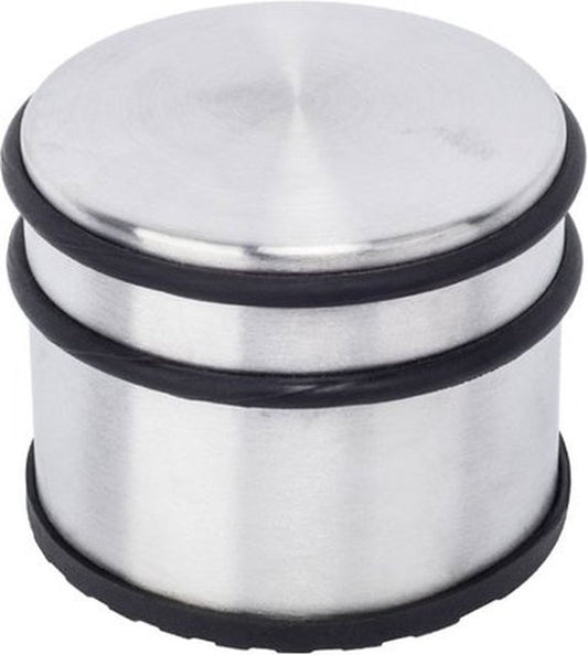 BRASQ Butoir de porte avec antidérapant en acier inoxydable 1.1 Kg - Pour l'intérieur et l'extérieur - Butoir de porte avec protection en caoutchouc Ø9 x 7.5 cm