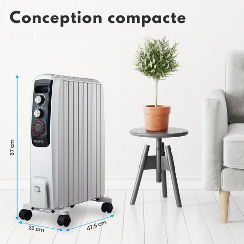 Chauffage électrique - Auronic avec Thermostat et Minuterie - 3 niveaux - Jusqu'à 2000W - Blanc