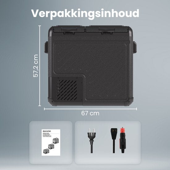 Auronic Electric Cool Box - Compresseur - Deux zones - 12V 230 Volt - Voiture - 55L - Frigobox - Noir/Gris