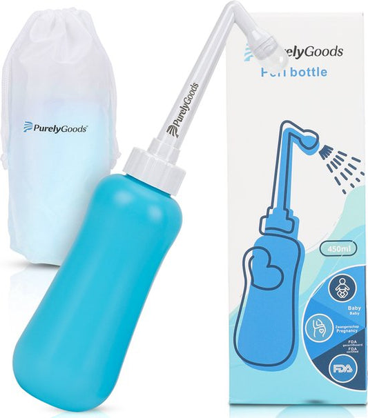PurelyGoods® Peri Bottle - Bidet portable - Douche vaginale - Périnée - Grossesse - Bouteille de rinçage post-partum - 450ML - Bleu