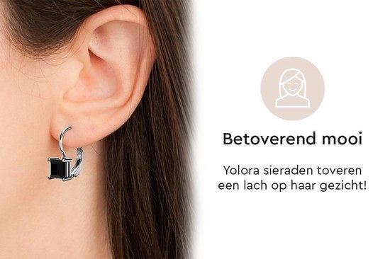 Boucles d'oreilles pour femmes - Cristaux Kalpa Camaka noirs - Ton argenté - Cristal noir - Plaqué or blanc 18K - Boucles d'oreilles pour femmes - Boîte cadeau de luxe - Bijoux - Boîte cadeau - Emballage cadeau exclusif - Boîte cadeau - Magnifique emballa