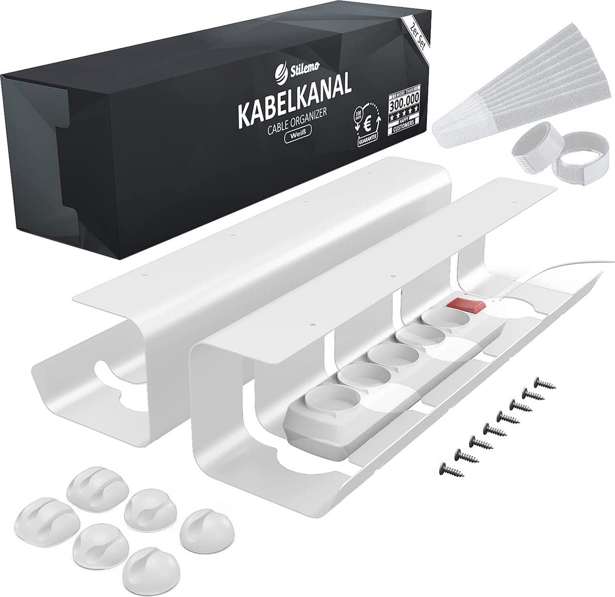 Stilemo Cable Tray Desk 2 Piece - Support de câbles 43 CM - Organisateur de câbles 5 KG Capacité de charge - Blanc