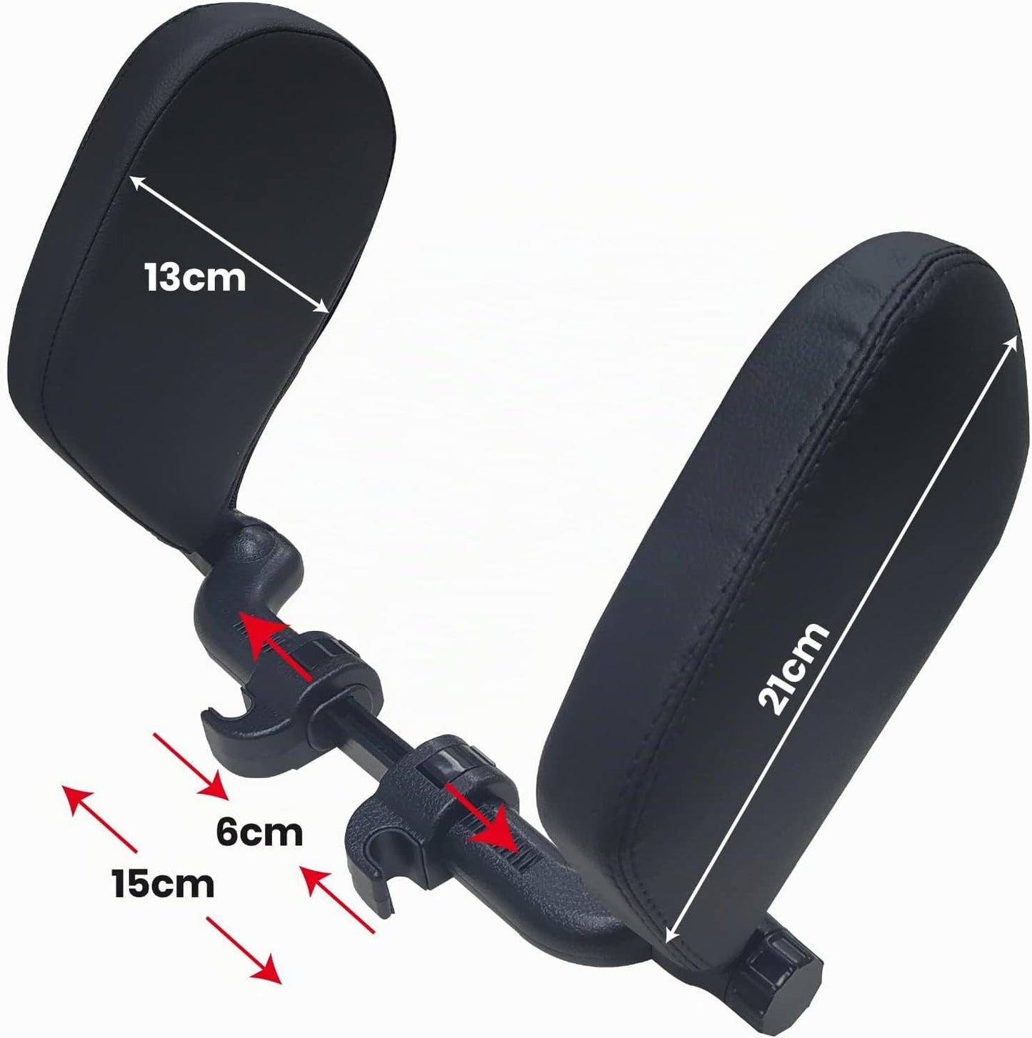 Appui-tête et coussin de nuque Led Atomant pour voiture, en cuir noir - Appui-tête réglable pour voiture - Distance entre les tiges : 10 cm