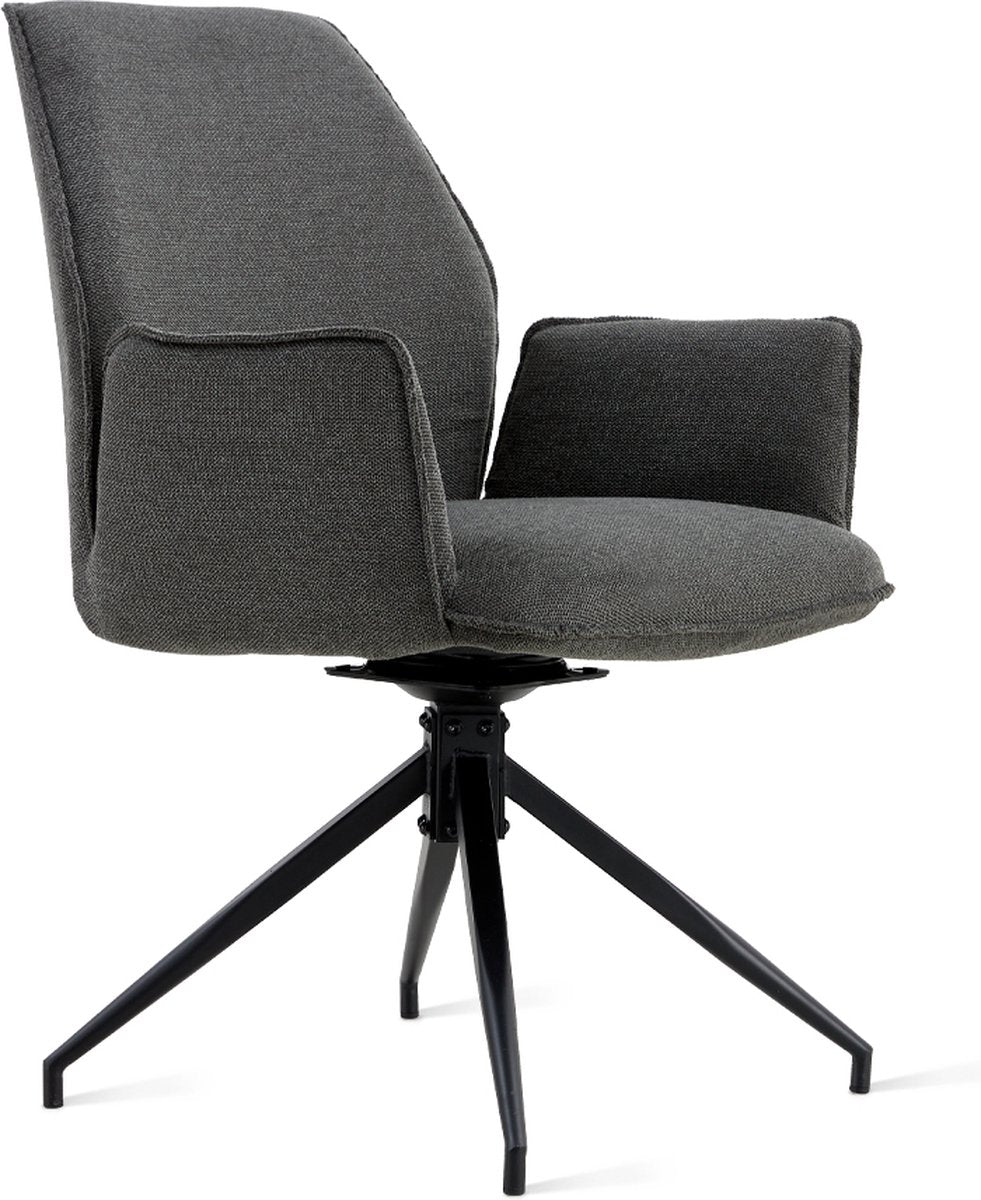 Chaise de salle à manger Jill Linen Anthracite Ensemble de 2 pièces