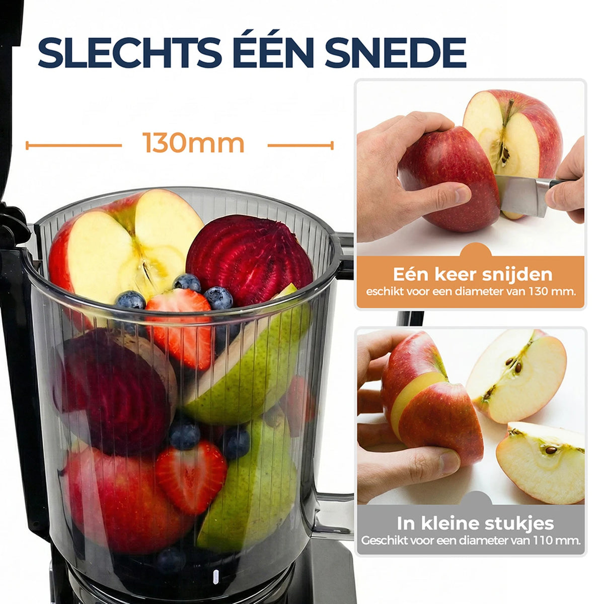 Rouny Slow Juicer FF Pro Max - Centrifugeuse à pression à froid de 150 W - Orifice de remplissage de 130 mm - Sans filtre - Fonction « Fruitijs » - 1,8 L - Noir