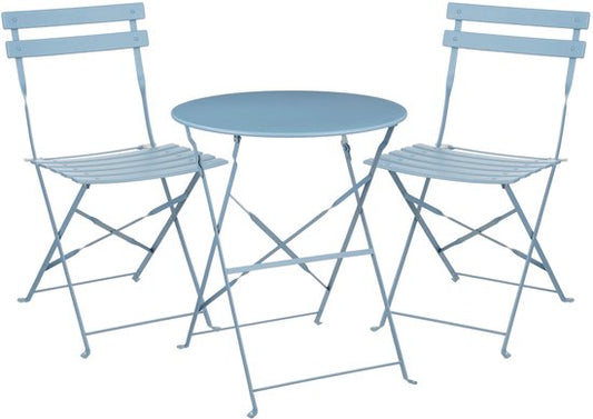 Mica Decorations Ensemble bistrot Laurence - Lot de 3 - Métal - Bleu clair