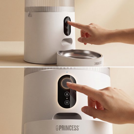 Mangeoire automatique Princess - Smart 4 litres - Chat et chien - Commande via application - Croquettes - Bol en acier inoxydable – Sans BPA – Batterie de secours - Distributeur automatique de nourriture - Distributeur de croquettes - 610040