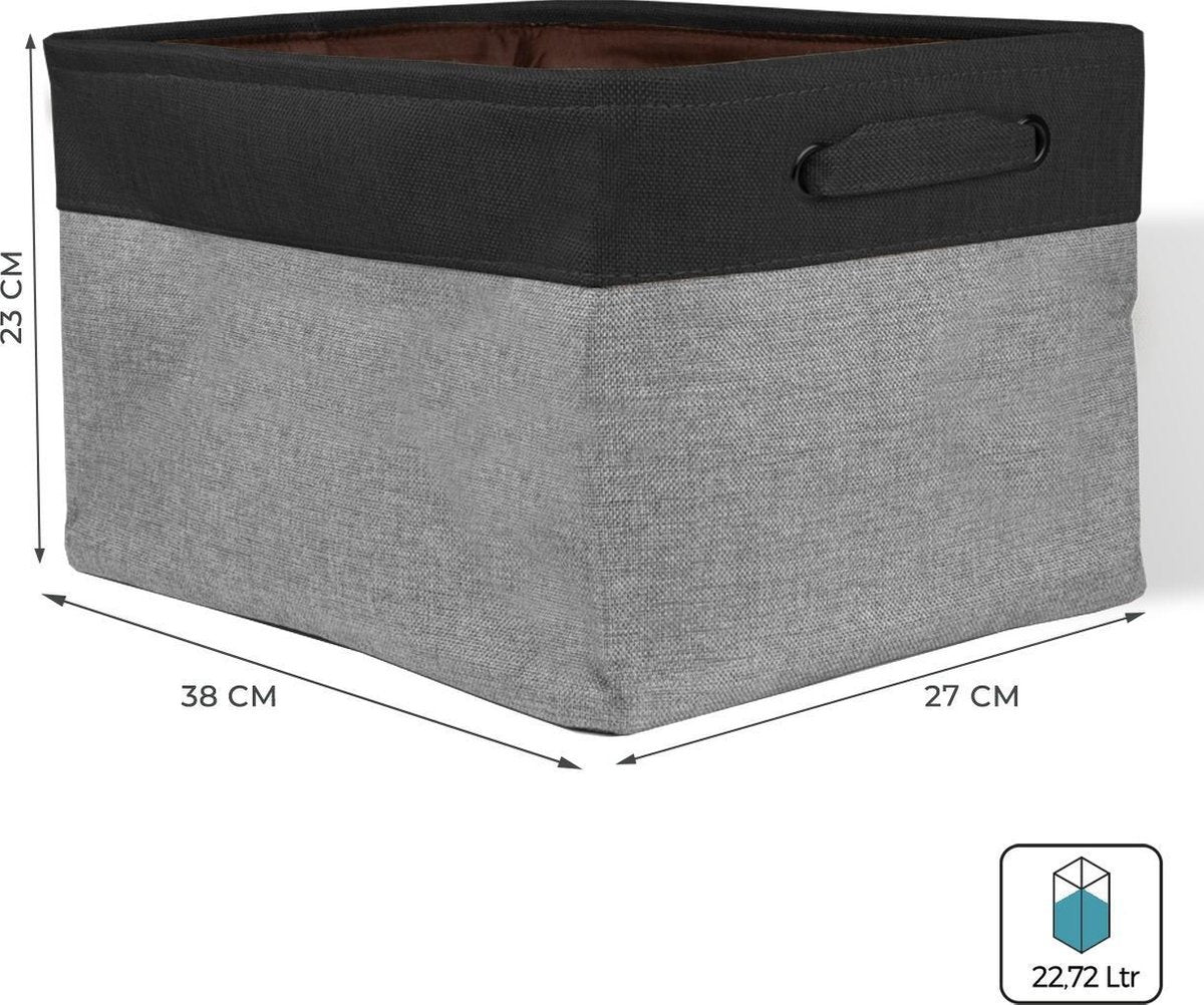 LifeGoods Panier de rangement - 3 pièces - Organiseur de placard - 20 L - Textile - Gris