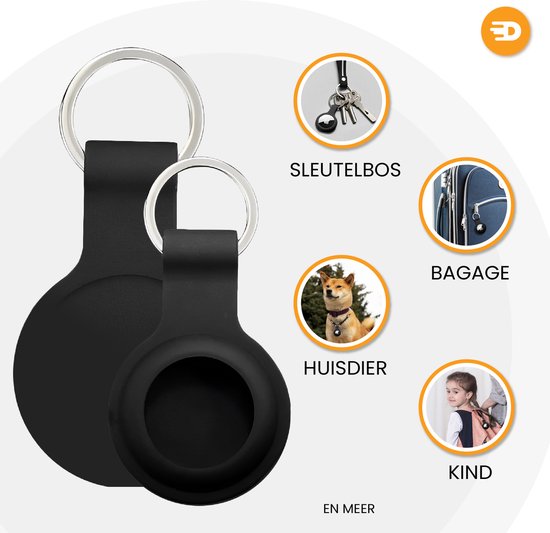 Drivv. Porte-clés AirTag - 2 pièces - Support AirTag - Silicone solide - Noir
