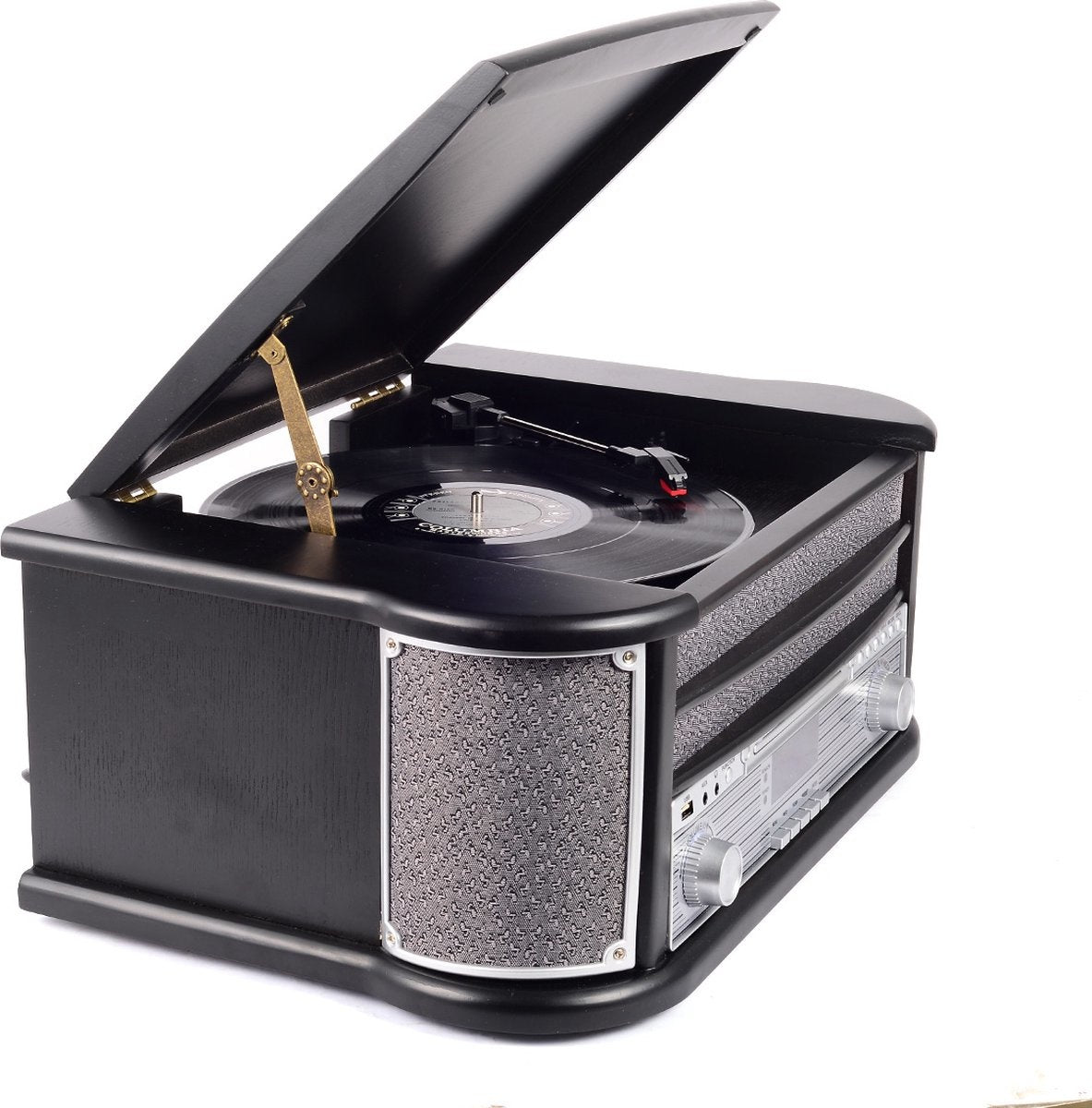 Lecteur de disque rétro - Denver - Haut-parleurs et amplificateur intégrés - Radio DAB - Radio CD Player - MRD51 - Bois