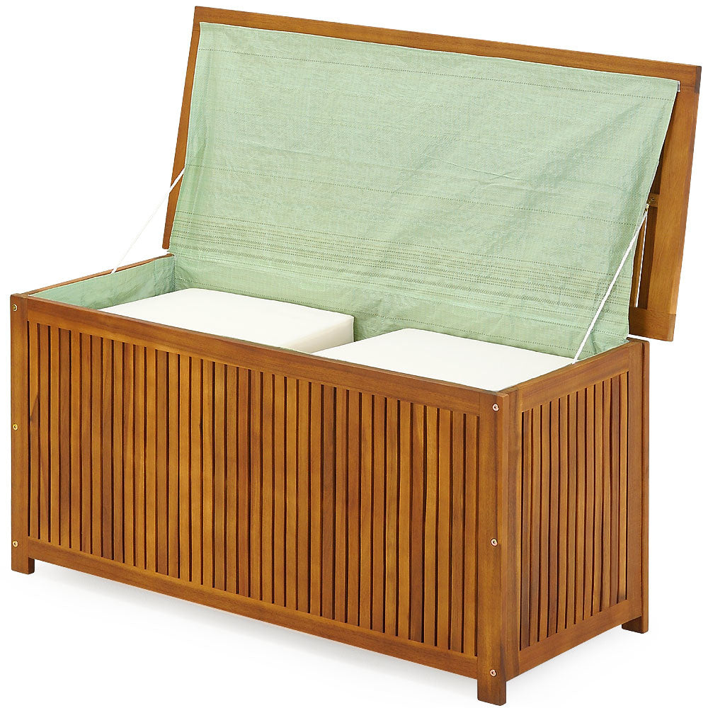 Boîte de rangement de jardin - Casaria - Bois d’acacia avec revêtement intérieur - 117 x 50 x 59 cm - Marron