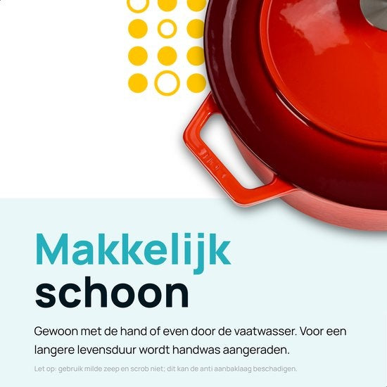 MOA Casserole en fonte - Capacité 7,2 litres - 30CM - Ronde - Toutes sources de chaleur - Egalement pour induction - Poids 7,3 kg - Rouge cerise - C30CB