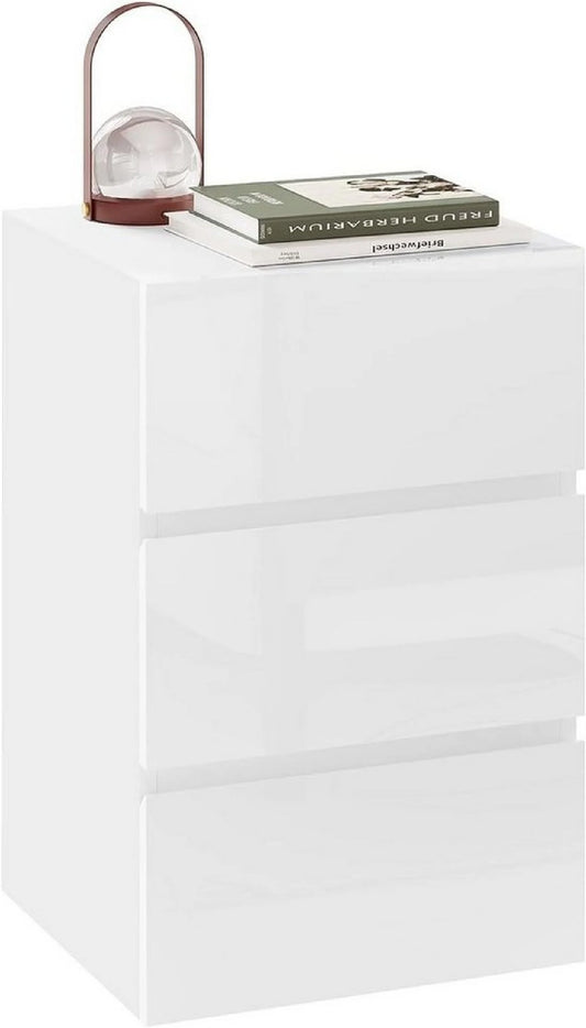 Table de chevet EUGAD blanche à 3 tiroirs - 35 x 40 x 60,5 cm