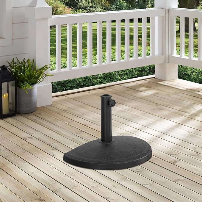 Pied de parasol Angel Living - Demi-rond - 9 kg - Ø 50 cm - Noir - Polyrésine/Acier