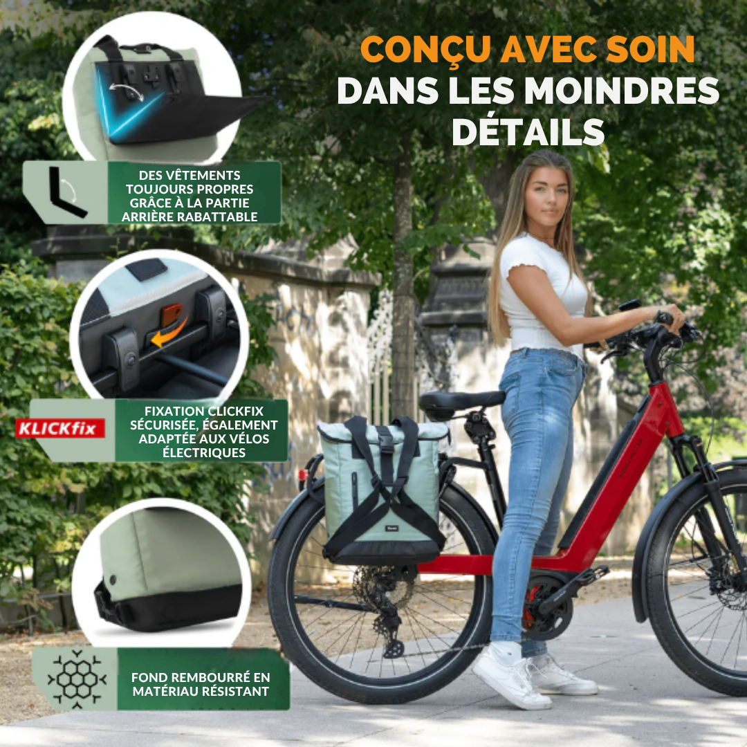 MIVELO - Sac à dos et sac à bagages pour vélo - Résistant à l'eau & 22 litres - Mint